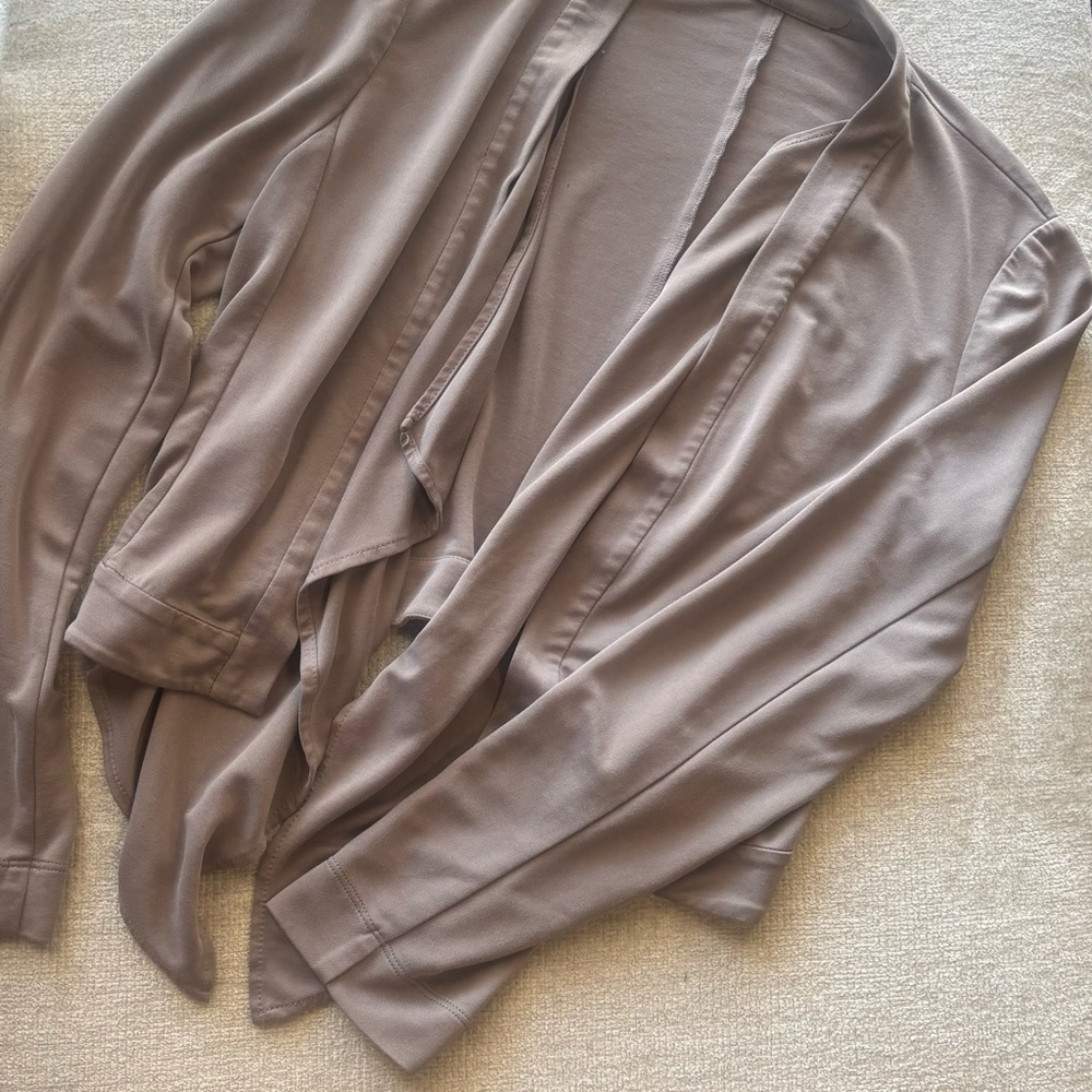 Taupe Draped Open Cardigan